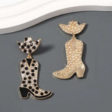 Rhinestone Cowboy Boot Dangle Earrings - Trendsi - Flyclothing LLC