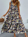 Floral Tiered Maxi Tank Dress - Trendsi - Flyclothing LLC