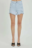 RISEN Full Size High Rise Distressed Detail Denim Shorts - Trendsi - Flyclothing LLC