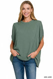 Zenana Drop Shoulder Short Sleeve Knit Top - Trendsi - Flyclothing LLC