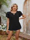 Cutout Round Neck Short Sleeve Blouse - Trendsi - Flyclothing LLC