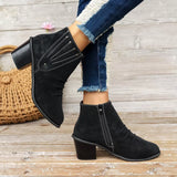 Point Toe Block Heels Boots - Trendsi - Flyclothing LLC