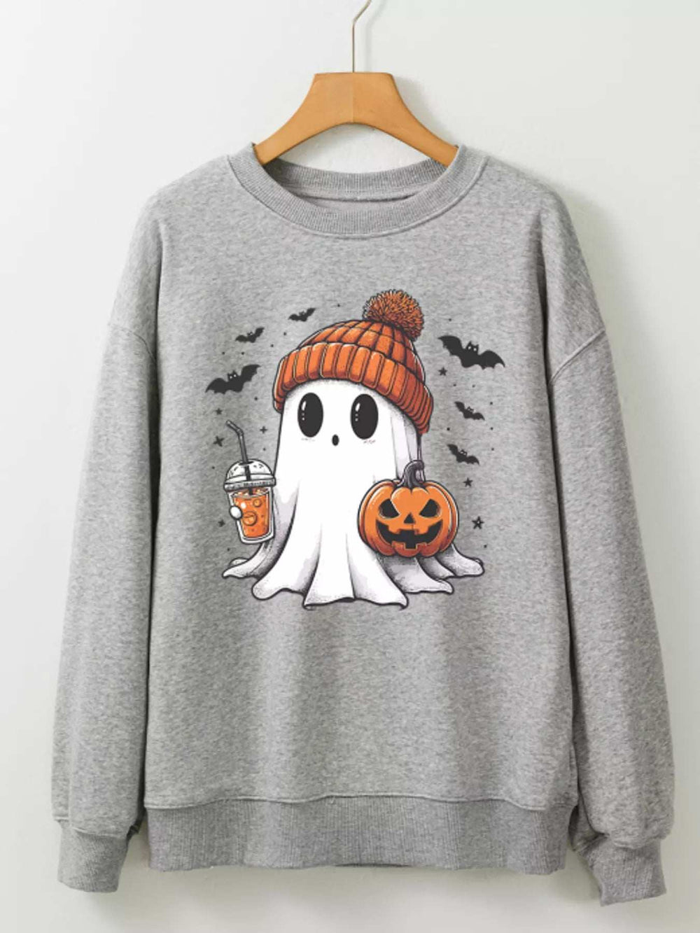 Halloween Ghost Round Neck Sweatshirt - Trendsi - Flyclothing LLC