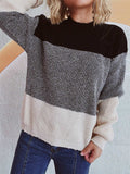 Color Block Long Sleeve Sweater - Trendsi - Flyclothing LLC