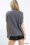 Umgee Textured Mock Neck Relaxed Top - Trendsi - Flyclothing LLC