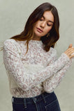 SO ME Lace Long Sleeve 3d Effect Floral Layering Top - Trendsi - Flyclothing LLC