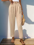 Frill High Waist Pants with Pockets - Trendsi - Flyclothing LLC