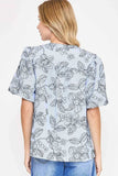 Umgee Floral Print Puff Sleeve Casual Blouse - Trendsi - Flyclothing LLC