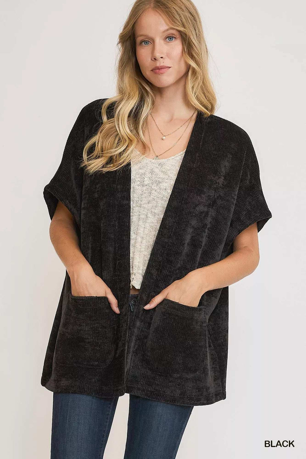 Umgee Open Front Knit Cardigan with Front Pockets - Trendsi - Flyclothing LLC