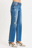 RISEN Full Size High Rise Ankle Straight Front Body Distressed Jeans Plus Size - Trendsi - Flyclothing LLC