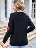 Flower V-Neck Long Sleeve Sweater - Trendsi - Flyclothing LLC
