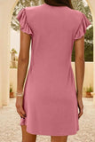 V-Neck Ruffled Cap Sleeve Dress - Trendsi - Flyclothing LLC
