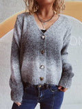 Gradient Heart Shape Button V-Neck Cardigan - Trendsi - Flyclothing LLC