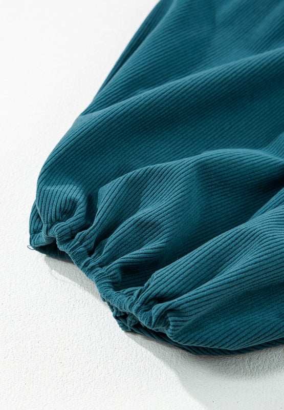 Corduroy Quarter Snap Three-Quarter Sleeve Dress - Trendsi - Flyclothing LLC