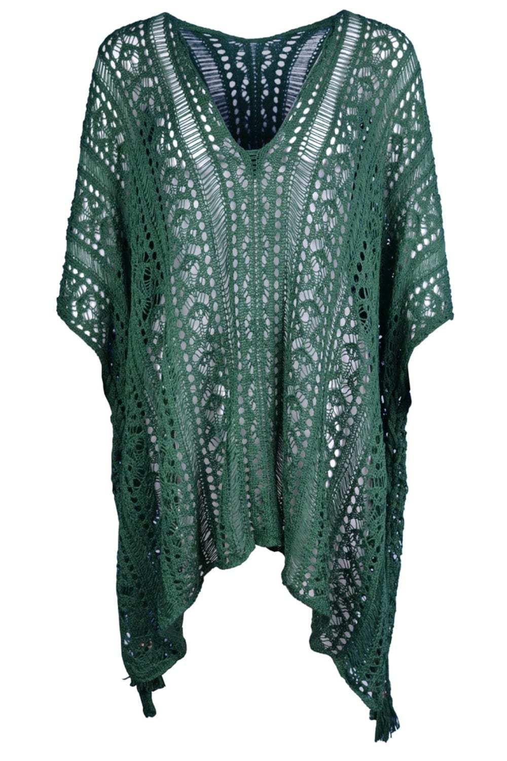 Cutout V-Neck Cover-Up with Tassel - Trendsi - Flyclothing LLC