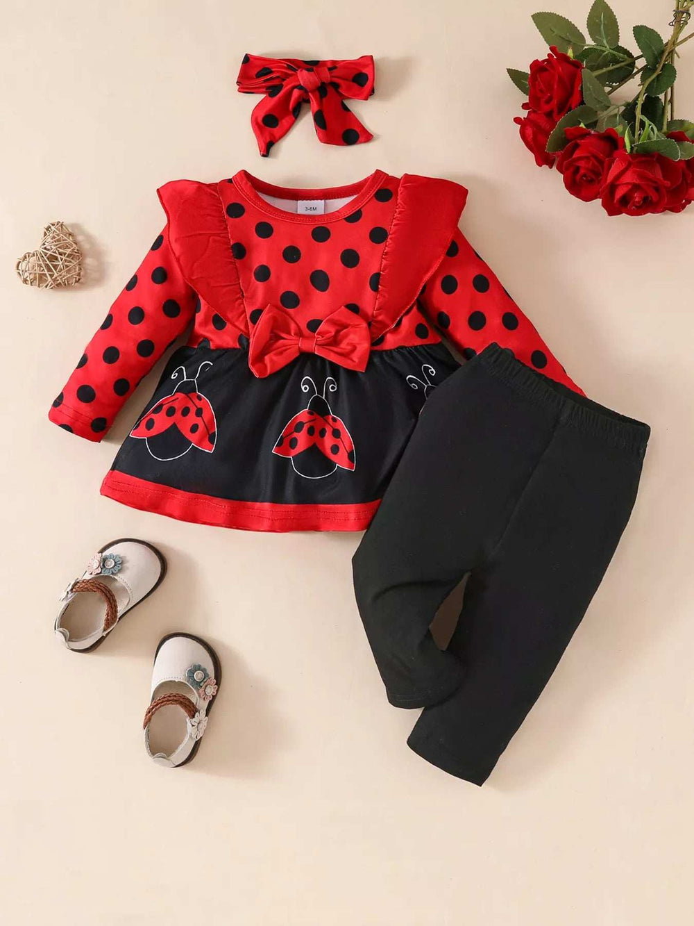 Children's Ruffled Top and Pants Set with Headband - Trendsi - Flyclothing LLC