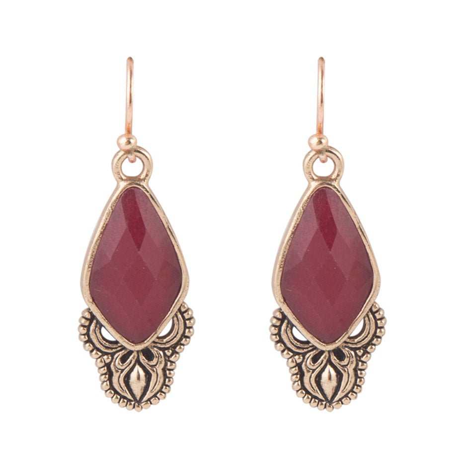 Elegant Bordeaux Quartz Earrings - Barse Jewelry - Flyclothing LLC