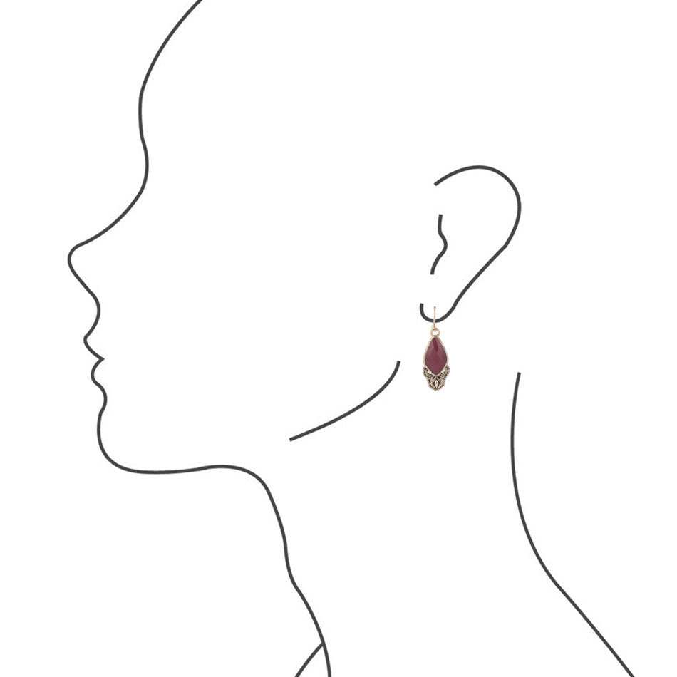 Elegant Bordeaux Quartz Earrings - Barse Jewelry - Flyclothing LLC