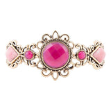Embellished Pink Quartz Golden Cuff Bracelet - Barse Jewelry - Flyclothing LLC