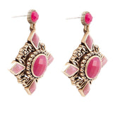 Embellished Pink Quartz Golden Post Drop Earrings - Barse Jewelry - Flyclothing LLC