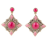Embellished Pink Quartz Golden Post Drop Earrings - Barse Jewelry - Flyclothing LLC