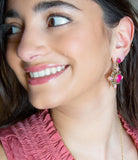 Embellished Pink Quartz Golden Post Drop Earrings - Barse Jewelry - Flyclothing LLC