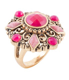 Embellished Pink Quartz Golden Statement Ring - Barse Jewelry - Flyclothing LLC