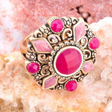 Embellished Pink Quartz Golden Statement Ring - Barse Jewelry - Flyclothing LLC