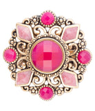Embellished Pink Quartz Golden Statement Ring - Barse Jewelry - Flyclothing LLC