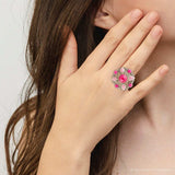 Embellished Pink Quartz Golden Statement Ring - Barse Jewelry - Flyclothing LLC