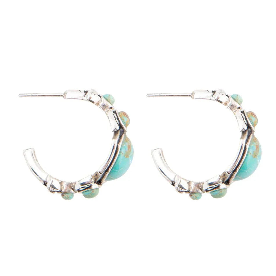 Emile Blue Turquoise Sterling Silver Hoop Earrings - Barse Jewelry - Flyclothing LLC