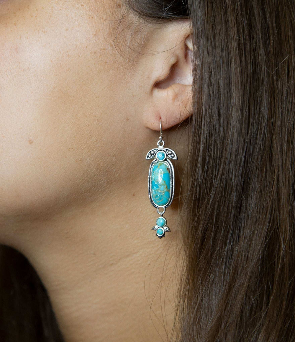 Emile Blue Turquoise Sterling Silver Dangle Earrings - Barse Jewelry - Flyclothing LLC