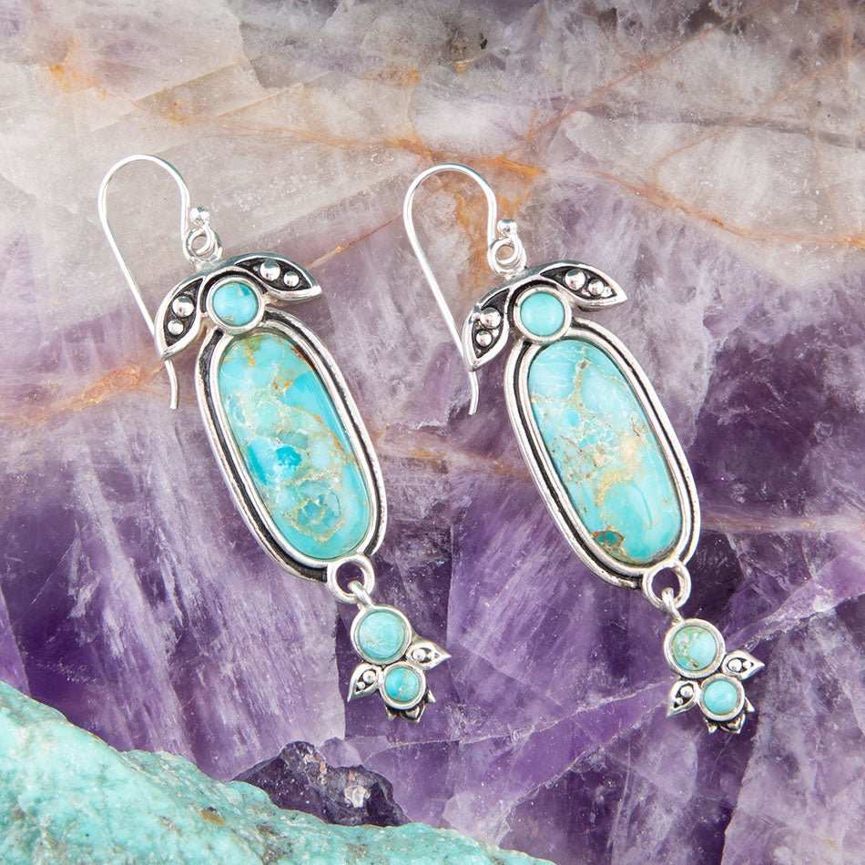 Emile Blue Turquoise Sterling Silver Dangle Earrings - Barse Jewelry - Flyclothing LLC