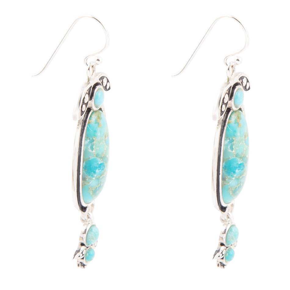 Emile Blue Turquoise Sterling Silver Dangle Earrings - Barse Jewelry - Flyclothing LLC