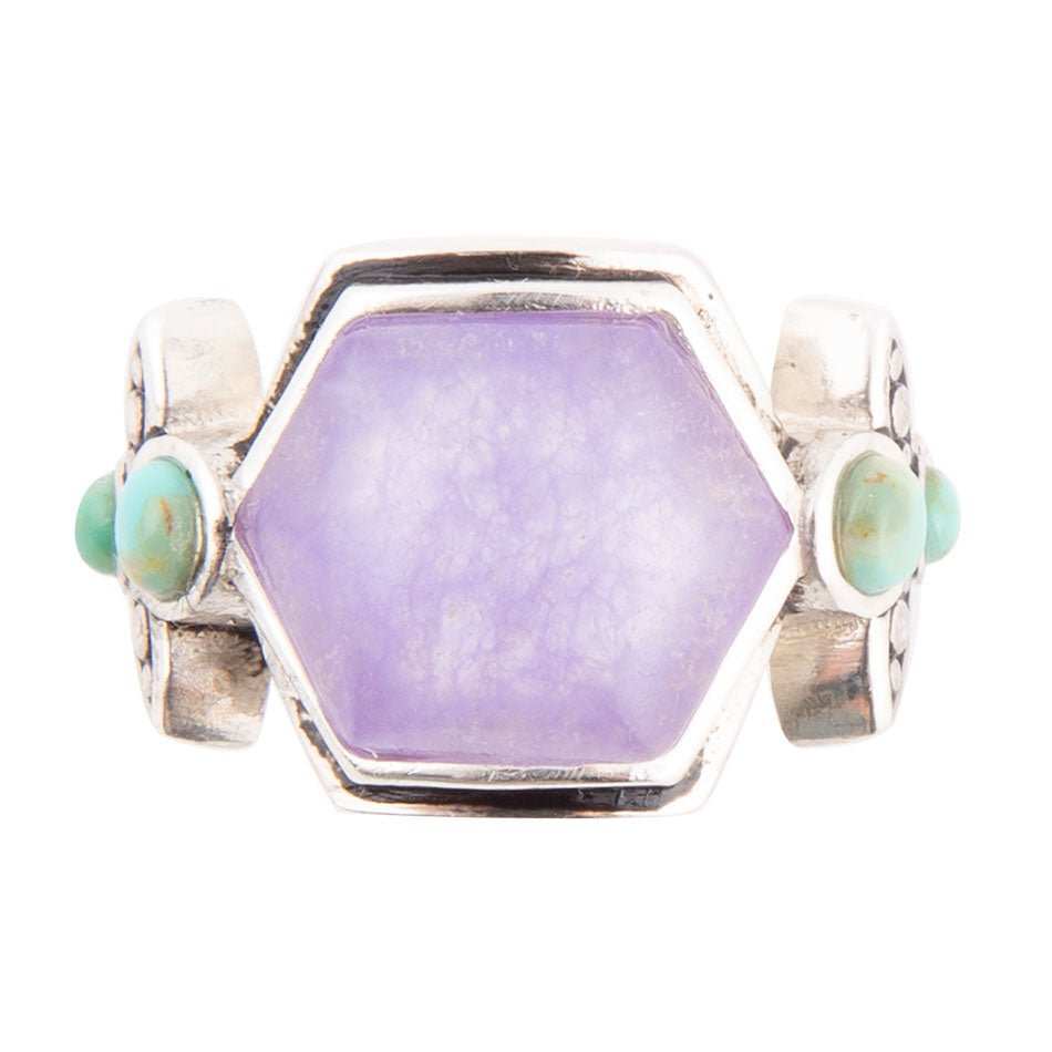 Emile Purple Quartz and Blue Turquoise Sterling Silver Ring - Barse Jewelry - Flyclothing LLC
