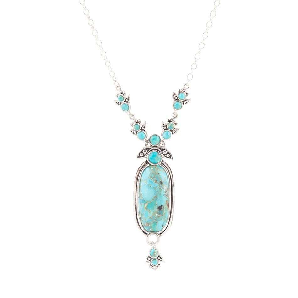 Emile Sterling Silver and Blue Turquoise Pendant Necklace - Barse Jewelry - Flyclothing LLC