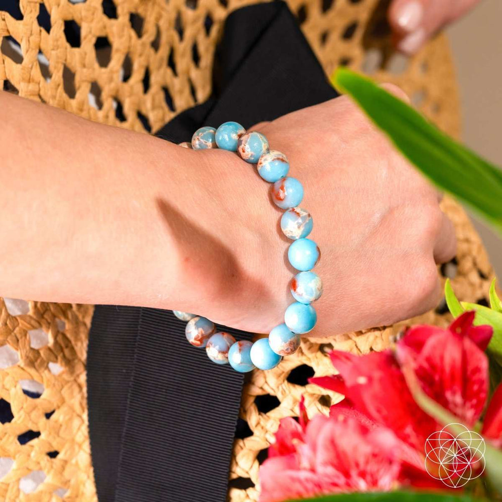 Empath’s Shield - Aqua Terra Jasper Bracelet - Conscious Items - Flyclothing LLC