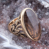 Enchanted Faceted Black Smoky Quartz Golden Ring - Barse Jewelry - Flyclothing LLC