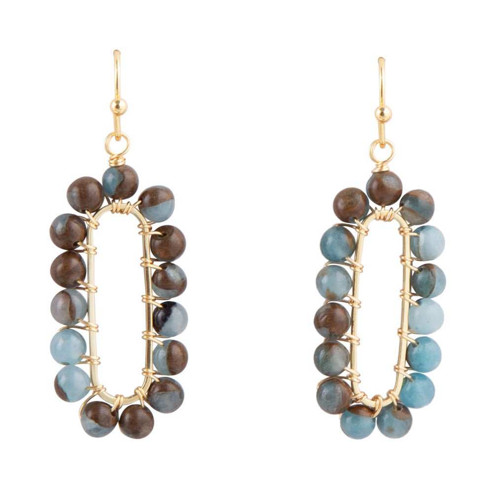 Endless Loop Blue Sponge Quartz Golden Earrings - Barse Jewelry - Flyclothing LLC