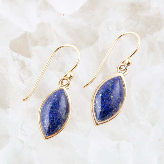 Blue Lapis Golden Drop Earrings - Barse Jewelry - Flyclothing LLC