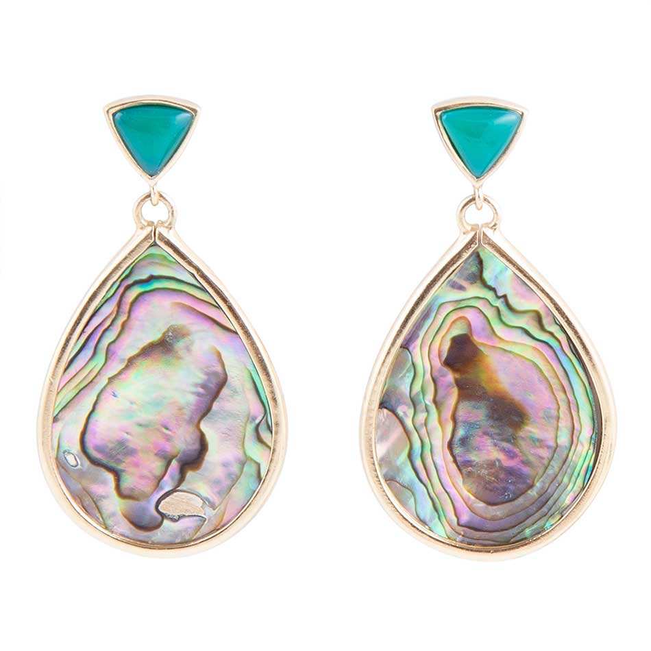 Epiphany Blue Abalone Golden Post Drop Earrings - Barse Jewelry - Flyclothing LLC