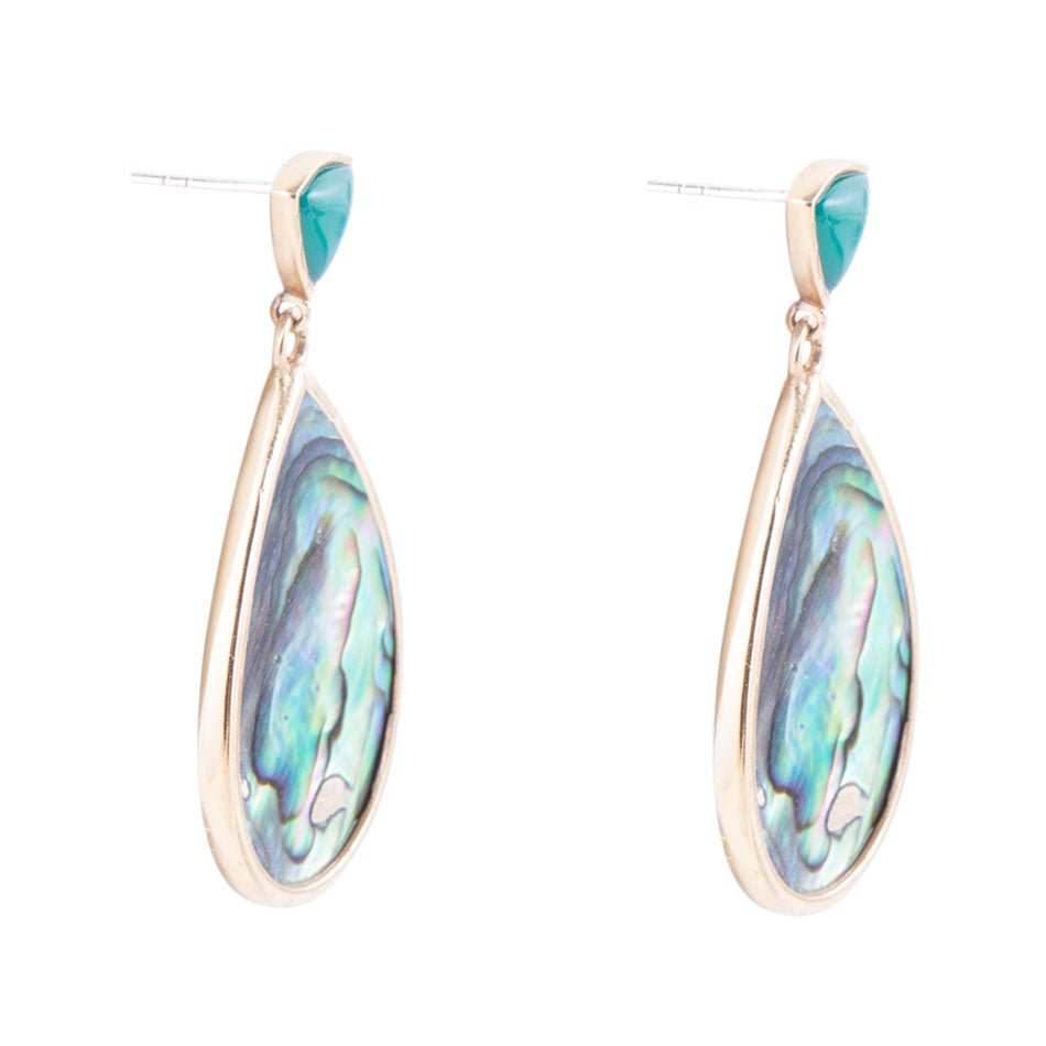 Epiphany Blue Abalone Golden Post Drop Earrings - Barse Jewelry - Flyclothing LLC