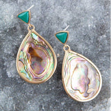 Epiphany Blue Abalone Golden Post Drop Earrings - Barse Jewelry - Flyclothing LLC