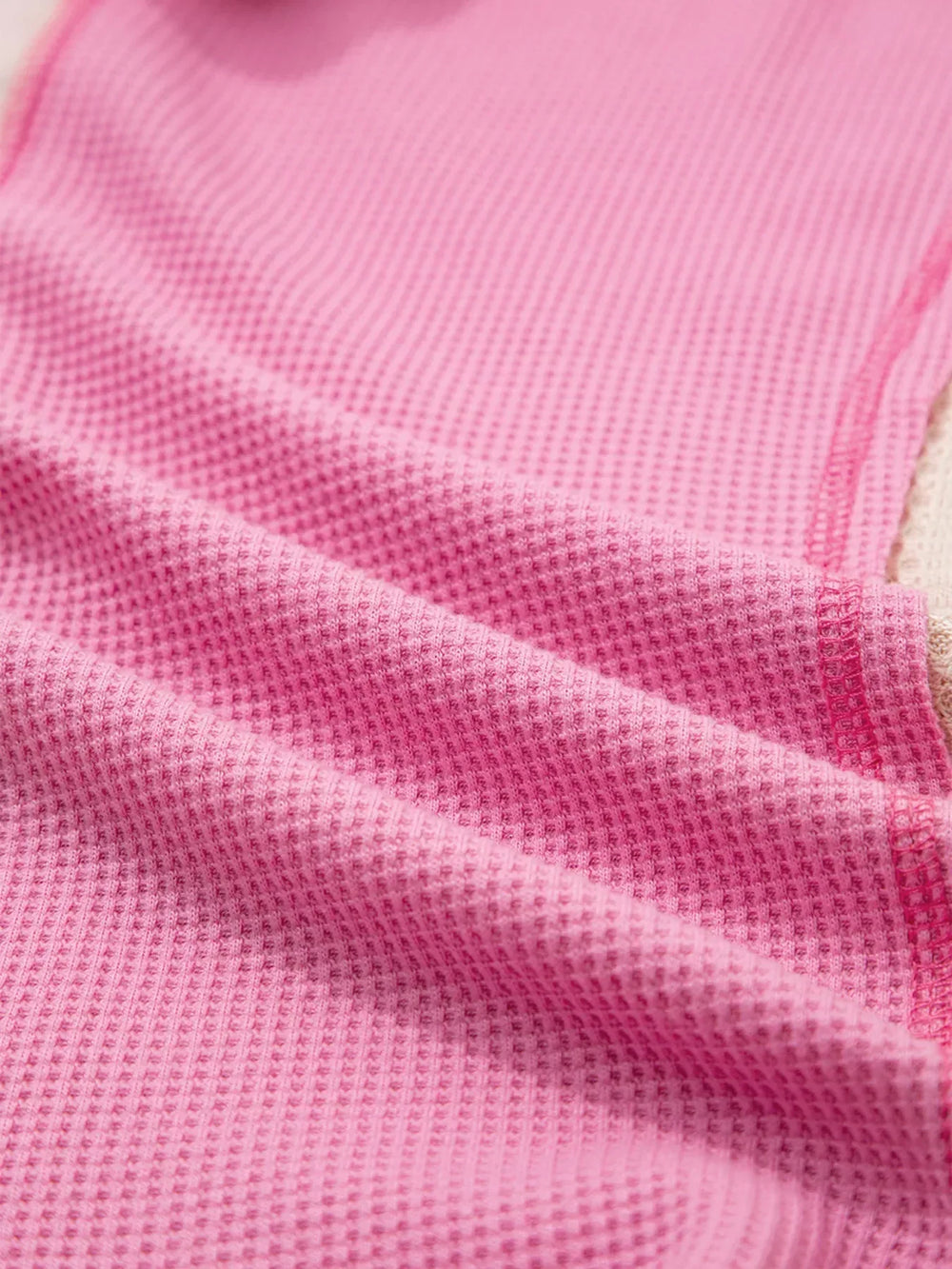 Mixed Texture Waffle Floral Patchwork Hooded Oversize Pullover - Trendsi - Flyclothing LLC