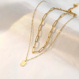 18K Gold-Plated Double Layered Necklace - Trendsi - Flyclothing LLC