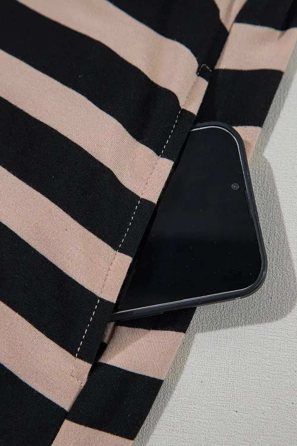 Stripe Casual Round Neck Tee Dress with Pockets - Trendsi - Flyclothing LLC