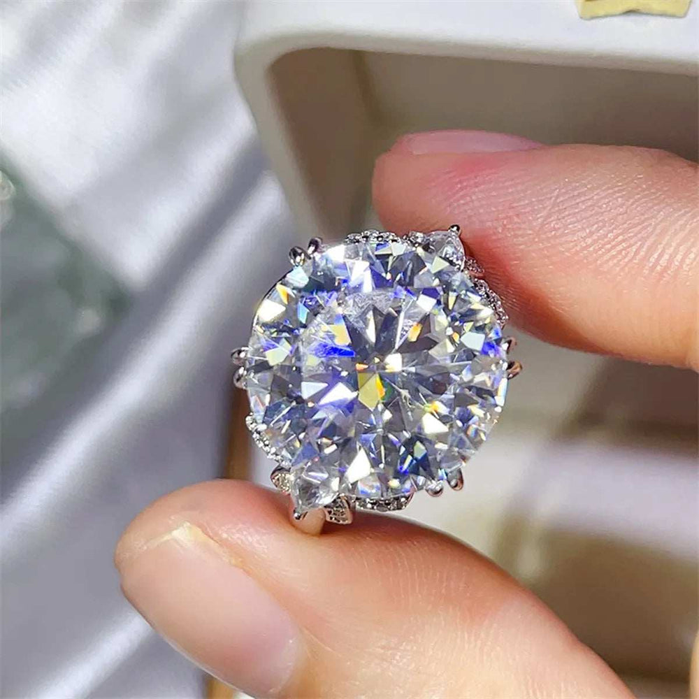 10 Carat Moissanite 925 Sterling Silver Ring - Trendsi - Flyclothing LLC