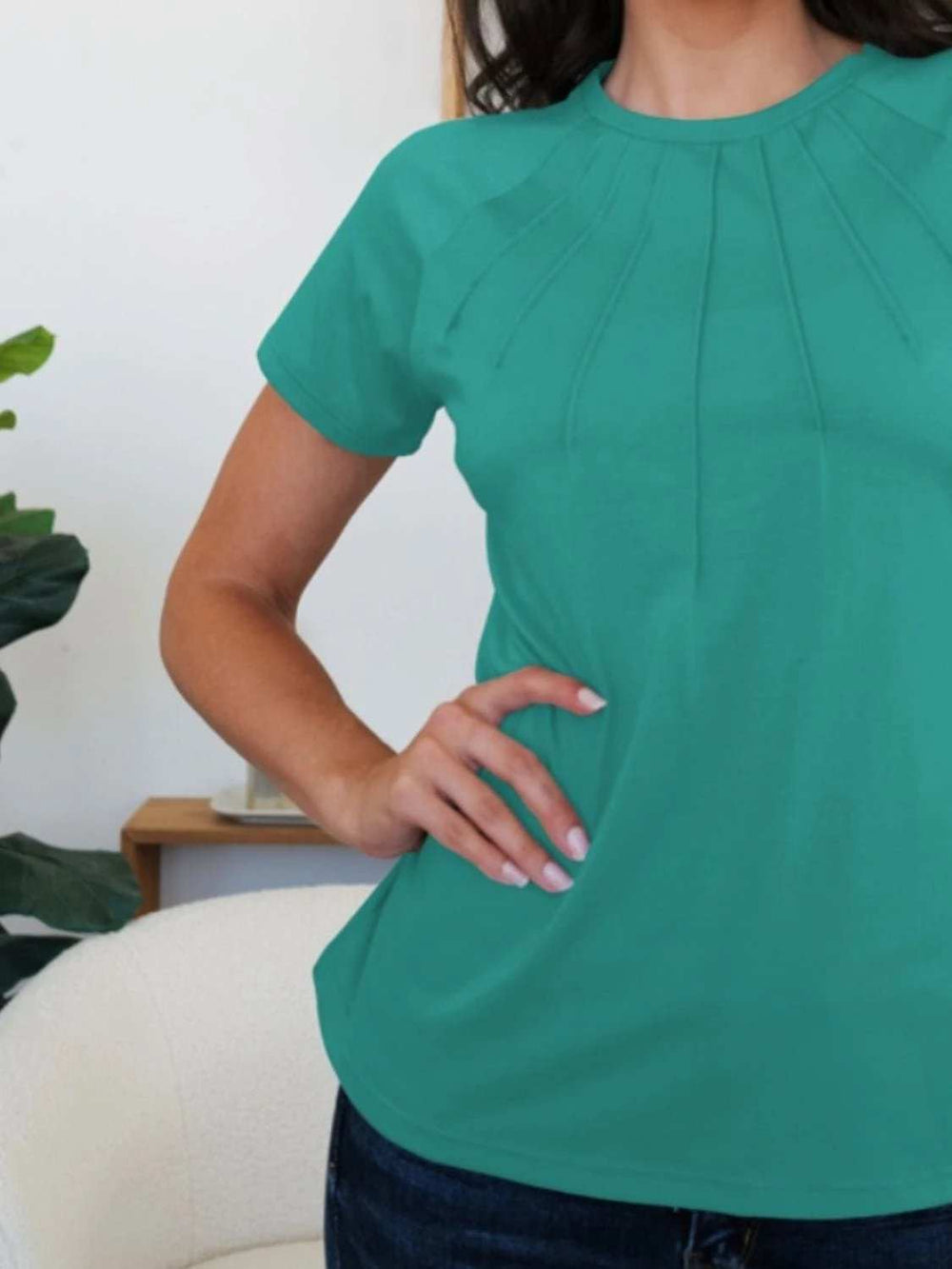 Round Neck Short Sleeve T-Shirt - Trendsi - Flyclothing LLC