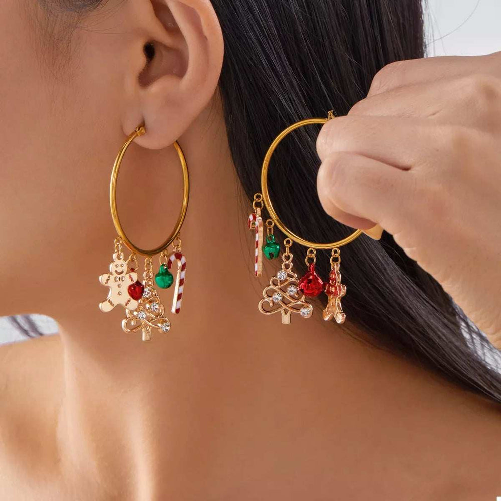 Christmas Theme Hoop Earrings - Trendsi - Flyclothing LLC