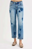RISEN Full Size Mid Rise Fit-boyfriend Heart Shade Jeans Plus Size - Trendsi - Flyclothing LLC
